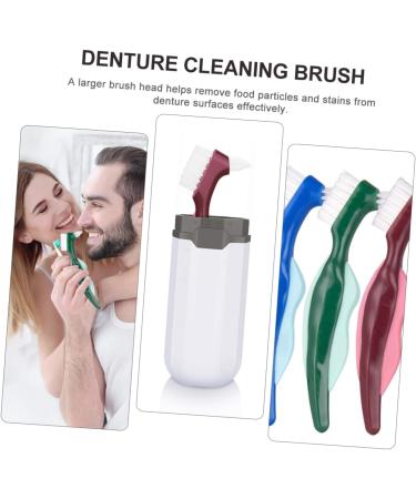 Beavorty Double-Headed Toothbrush for Dentures - 3 Pack Prosthesis Cleaner Double-Sided Brush for Artificial Teeth - Buy Online on GoSupps.com