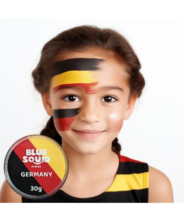 Blue Squid Pro Face & Body Paint - Black Red Yellow Split (30g) | Ideal for Adults Kids Carnival & SFX - Buy Online on GoSupps.com