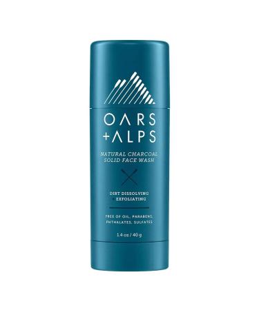 Oars + Alps Face Wash with Activated Charcoal, Exfoliating Facial Cleanser Fights Blackheads and Acne, Travel Size, Vegan and Gluten Free, 1.4 Oz