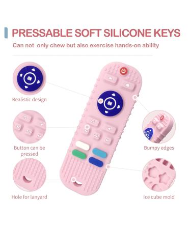 ISEAINNO 1 Pack Remote Control Teether Toys for Babies 3-12 Months - BPA Free Silicone Teething Toys in Pink - Buy Online on GoSupps.com