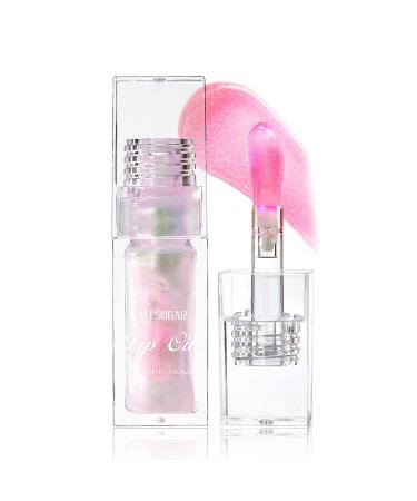 Eakroo Cosmetics Color Changing Lip Oil Magic Big Brush Color Changing Lip Oil Warm Change Glitter Lip Gloss Long Lasting Non-sticky Shimmery Nourishing Repairing Primer Lip Tint Glow Oil (Pink)