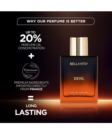 BELLA'VITA Devil Eau De Parfum Perfume with Gourmand Cedar Vanilla and Musk| Premium EDP Long Lasting Woody Spicy Fragrance for Men & Women 100 ML - Buy Online on GoSupps.com