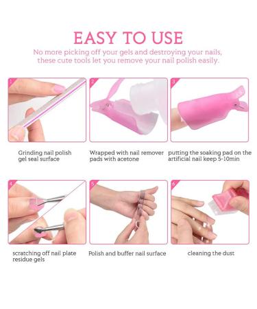 10 PCS Nail Polish Gel Remover Tools Kit with Clips, Cuticle Pusher, Peeler, Brush, File, and Buffer Block - Buy Online on GoSupps.com