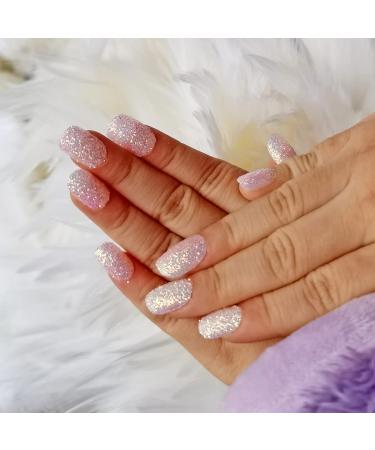 Gradient Glitter Fake Nails for Girls - 120 Piece Short Oval Nail Kit | Children's Pre-glue Acrylic Stick On Tips for Little Girl Toys - Buy Online on GoSupps.com