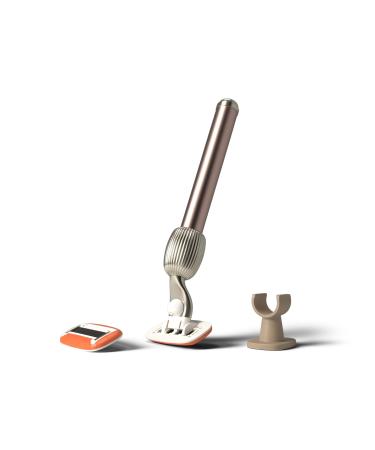 Fler The Razor Starter Set-women's razor with interchangeable shaving heads razor with bracket and 2 replacement blades unisex-razor razor blades with aloe vera vitamin E blush pink