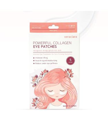 Veraclara Powerful Collagen Eye Patches - 5 Pairs - Puffy Eyes and Dark Circles Treatments | Reduce Wrinkles Undereye Revitalize and Refresh Your Skin(1Pack)