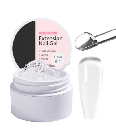 Builder Gel for Nails Extension Solid Builder Gel Non-Stick Hard Builder Gel Clear Poly Builder Gel for 3D Modeling Decoration Nail Art DIY Manicure (Clear)