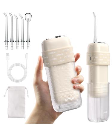JIMOK Portable Water Flosser Mini Cordless Portable Oral Irrigator Water Teeth Cleaner Pick Telescopic Water Tank 4 Modes & IPX8 Waterproof Home & Travel Water Flossers for Teeth & Braces Care(White)