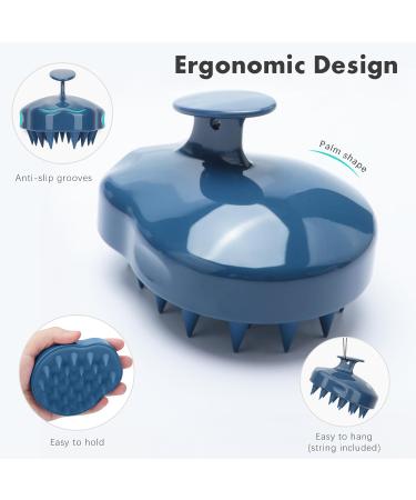 FREATECCH Scalp Massager Shampoo Brush | Soft Silicone Bristles for Hair Care & Relaxation | Ergonomic Design for Scalp Peeling & Hair Growth | Navy Blue Classic - Buy Online on GoSupps.com
