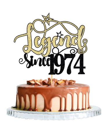 WRACKKIAR Legend Since 1974 Cake Topper Cheer 50th Cake Topper Happy 50th Birthday Cake Topper Funny 50 and Fabulous Decoration (1974)