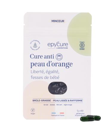 EPYCURE - Anti-Orange Skin Treatment - Reduces Cellulite Smooths & Firms Skin Improves Circulation & Tones the Silhouette - 100% Natural - Red Vine Green Tea - 1 Month - Vegan - Made in France