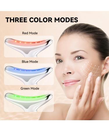 Neck Face Massager - Facial Massager Device with 3 Color Modes & Vibration - Face Sculpting Tool for Double Chin (White) | Shop Internationally - Buy Online on GoSupps.com