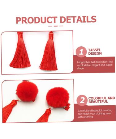 Angoily 3 Pairs Tassel Hair Ball Hair Clip Tassel Hair Clip Barrettes for Baby Girls Baby Clips for Hair Baby Girls Hair Clips Girls Tiara Hairpin Artificial Fur Hanfu Child Red - Buy Online on GoSupps.com