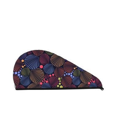 Colorful Shells Microfiber Hair Towel Soft Super Absorbent Hair Towel Wrap for Women Coral Velvet Quick Dry Hair Cap for Long Curly and Thick Hair