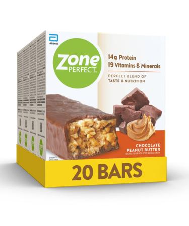 ZonePerfect Protein Bars, 14g Protein, 19 Vitamins & Minerals, Nutritious Snack Bar, Chocolate Peanut Butter, 20 Bars