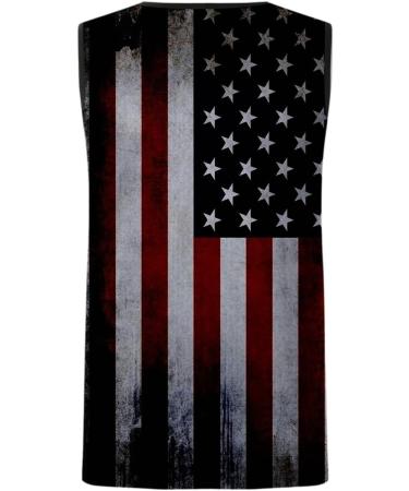 4th of July Men's Sport Tank Top - Red Stripe Print Muscle Fitness Shirt - 5XL - Buy Online on GoSupps.com