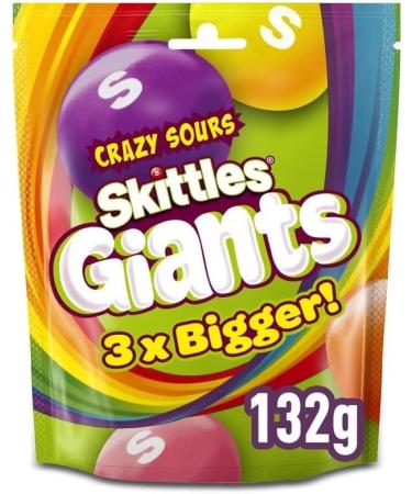 4x Skittles Fruit Flavoured Sharing Pouch Skittles Wild Berry 136g Fruits Giants 132g Giant Crazy Sours 132g Skittles Chewies 137g by Experts Supplies - Buy Online on GoSupps.com