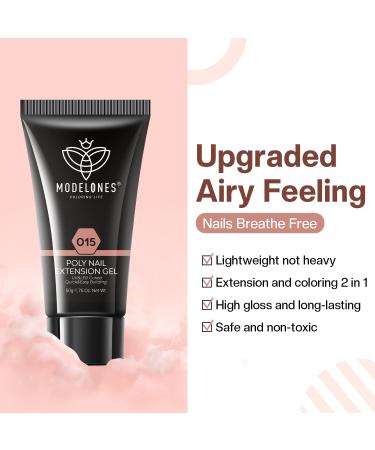 Modelones Polygel Nude 50ml - Best Poly Nail Extension Gel Starter Set in Ochre Nude - Quick & Easy Acrylic Builder Kit for Nail Enhancements - Buy Online on GoSupps.com