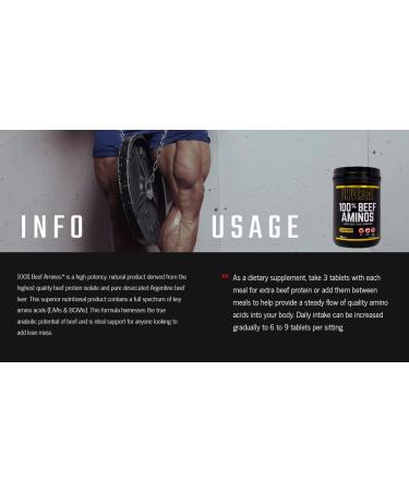 Universal Beef Aminos Tablets | 100% Pure Beef Protein Complex with EAAs & BCAAs | 66 Servings of Desiccated Argentine Beef Liver - Buy Online on GoSupps.com