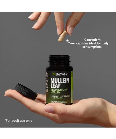 Mullein Leaf Capsules for Respiratory Health - 5000mg Extract 10:1 for Lung Support and Immune Function - 60 Count - Vegan Non-GMO Capsules - Herbal Supplement for Daily Wellness - 2 Month Supply 60 Count (Pack of 1) - Buy Online on GoSupps.com