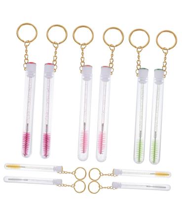 Beavorty 10 Pcs Keychain Mascara Brush Lash Lengthening Mascara Makeup Mascara Key Chains for Women Empty Mascara Tube and Wand Shiny Diamond Lash Empty Eyelash Brush Tubes Brighten