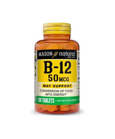 MASON NATURAL Vitamin B12 50 mcg with Calcium 100 Day Supply Dietary Supplement to Support Natural Energy Levels 100 Tablets (Pack of 1)