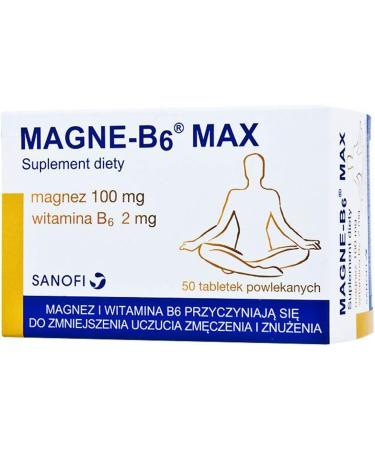 Magne B6 MAX - 100 Tabs - Magnesium 100mg + VIT B6 2mg - Pack of 2 x 50 tabs - Buy Online on GoSupps.com