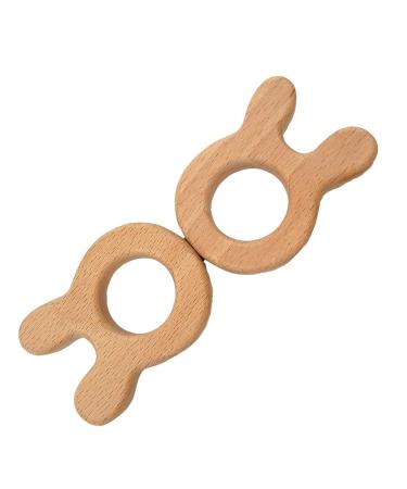 Organic Wooden Animal Shape Teether - Handmade Beech Wood, Natural and Unfinished - Perfect DIY Shower Gift (Rabbit) - Buy Online on GoSupps.com