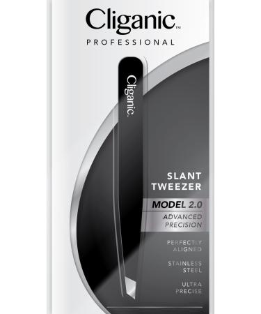 Professional Eyebrow Tweezers Precision Slant Tip 2.0 Black (Improved Model) | Hair Tweezer for Men & Women Stainless Steel | Best for Plucking Chin Facial Hair | Cliganic 90 Days Warranty - Buy Online on GoSupps.com