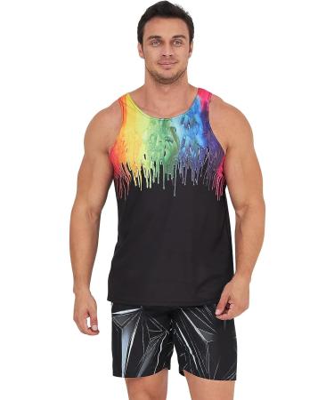 Men's 3D Print Tank Top - Summer Casual Novelty Gym Workout Tank - Paint Dripping Design | Loveternal - Buy Online on GoSupps.com