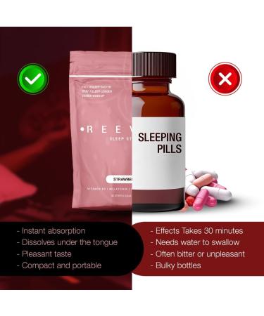 REEVYV Fast-Acting Melatonin Sleep Strips 5mg Melatonin Strips Chamomile Extract Vitamin B6 5X Faster Absorption Zero Sugar Gluten-Free Non-GMO Sleep Aids for Adults - Buy Online on GoSupps.com