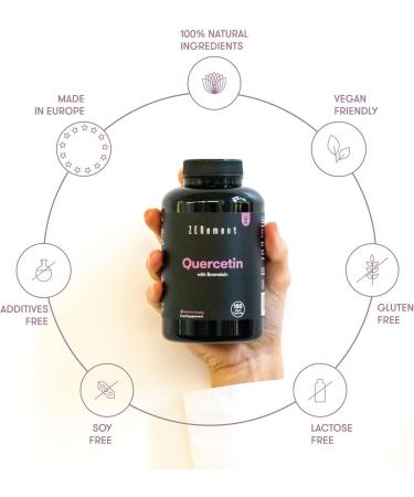 Quercetin 500mg with Bromelain | 180 Capsules Anti-Ageing Antioxidant | Vegan & Additives Free | Zenement - Buy Online on GoSupps.com