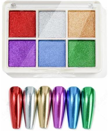 GZMAYUEN 6 Colors Chrome Nail Powder Metallic Gold Sliver Blue Purple Green Red Mirror Effect Nail Pigment Chrome Powder Set 14 - Buy Online on GoSupps.com