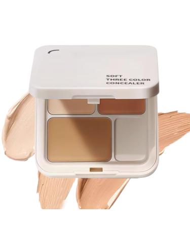 3-Color Cream Contour Palette | Full Coverage Concealer Natural Shade - Complexion Corrector for Redness Blemishes and Dark Circles