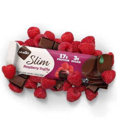 NuGo Slim Dark Chocolate Raspberry Truffle - 17g Protein, Low Sugar, Gluten Free - 12 Count - Buy Online on GoSupps.com