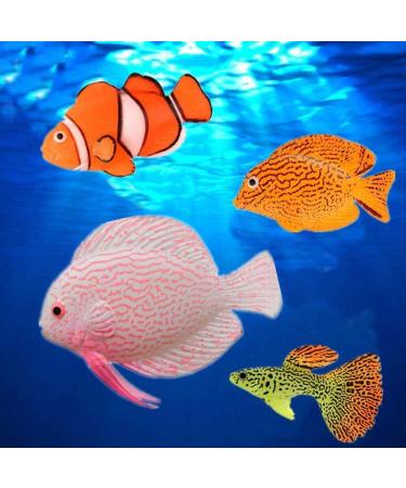 Buy Wenxiaw Artificial Goldfish for Aquariums - 4 Pack Bright Silicone Fake Fish with Suction Cups | Ideal Aquarium Decoration - Buy Online on GoSupps.com