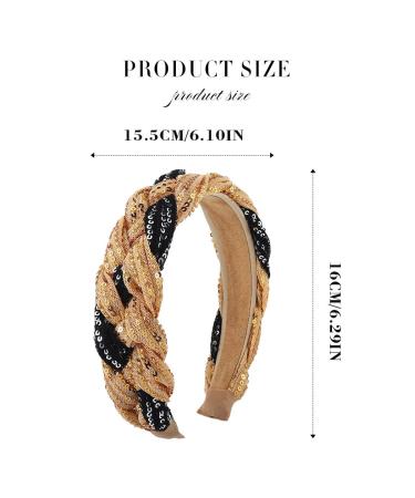 Roncidy Gold Sequins Wide Headband - Fashionable Elastic Hair Hoop for Women & Girls - Buy Online on GoSupps.com