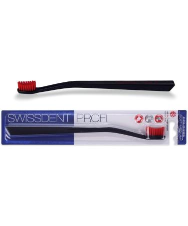 Swissdent Profi Gentle Toothbrush for Sensitive Teeth | Extra Soft Bristles & Patented Spoon Shape | Black & Red - Buy Online on GoSupps.com