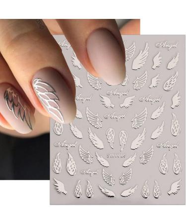 Bronze Gold Silver Nail Stickers: 3D Sun Moon Star Art, Metal Chain Heart Lock Necklace & Angel Wings Decals - 9pcs/Set - Buy Online on GoSupps.com