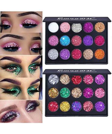 15 Colors Glitter Sparkle Eyeshadow Palette for Girls | Profusion Neon Shimmer Makeup Set - Buy Online on GoSupps.com