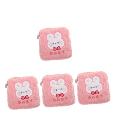 Gleavi 4 pieces of storage bags for women's tape coin bag Multifunctional small bag wallet for coins pocket for women's bandages female products Miss zipper plush