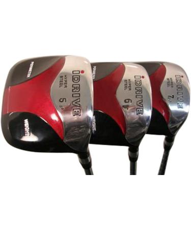 Senior Men's iDrive Red Square Anti-Slice Draw Fairway Wood Set - 3, 5, 7 - Right Handed Senior Flex - Black Pro Velvet Grips - Buy Online on GoSupps.com