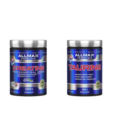 ALLLMAX Creatine 1000 Gram 1000 gram & 100% pharmaceutical grade maximum strength + absorption Taurine 400g