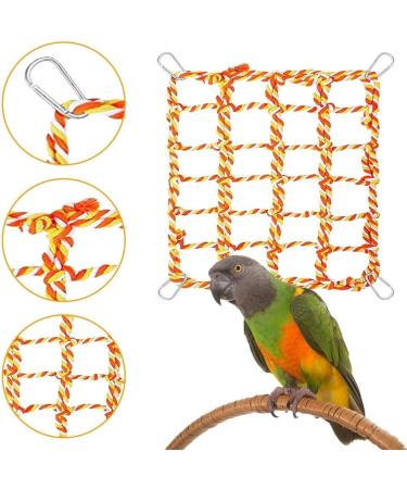 Bird Rope Climbing Network & Hammock Swing for Small Pets - Cotton Climbing Rope with 4 Hooks for Rats Hamsters Ferrets - 27.9x20.1cm Orange - Buy Online on GoSupps.com