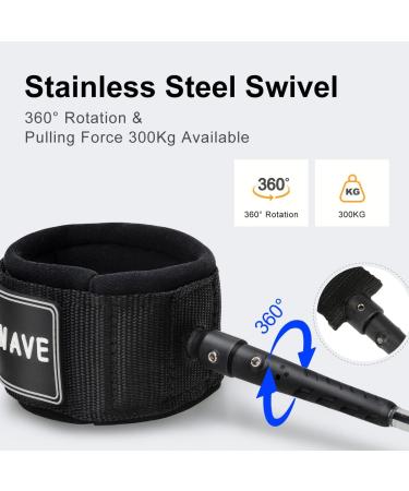 WOOWAVE 7ft Premium Surfboard Leash | Yellow/White 7mm Leg Rope for All Surfboards - Buy Online on GoSupps.com