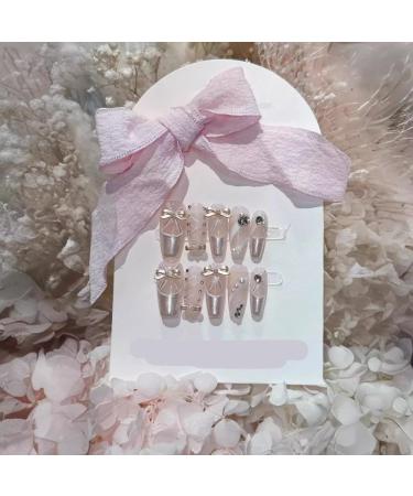 Handmade nail art luxurious French style detachable fake finger(Size:S)