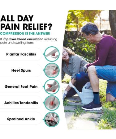 Modvel Foot & Ankle Brace Socks - Compression Sleeve for Sprains Tendonitis & Arthritis - Unisex Sports Support for Running - Blue/Black Medium - Buy Online on GoSupps.com