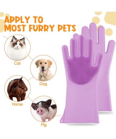 Comfpet Pet Care Gloves for Dog & Cat Hair Removal | Food-Safe Silicone Brush for Bathing & Massaging Puppies & Kittens (Purple) - Buy Online on GoSupps.com