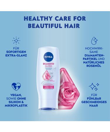 Nivea Diamond Gloss Conditioner | Nourishing Hair Care with Diamond Particles & Rose Oil | 200ml - Intensive Shine & Radiance - Buy Online on GoSupps.com