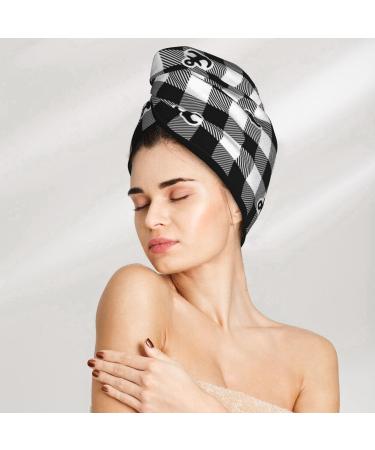 Anchor Black Tartan Plaid Microfiber Hair Towel - Super Absorbent Coral Velvet Wrap for Long Curly & Thick Hair - Quick Dry Hair Cap for Women - Buy Online on GoSupps.com